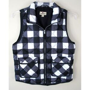 Woolrich Quilted Full Zip Down Puffer Vest Women's‎ Medium Black White Check